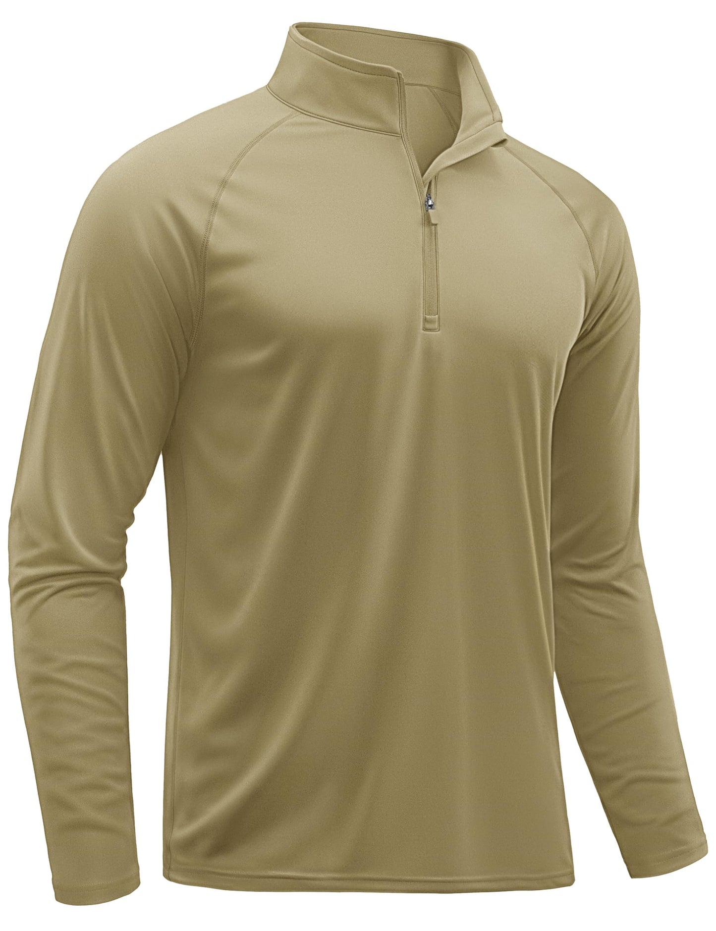 TACVASEN Men's Quarter Zip Pullover Golf Shirts Sun Protection Athletic Quick Dry Fit Sports Long Sleeve Running UV Outdoor Shirts Dull Cyan