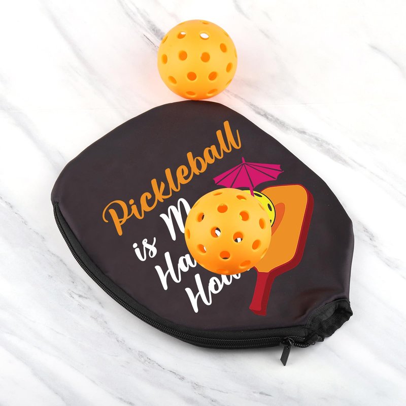 HOLLP 2PC Pickleball Paddle Covers Pickleball is My Happy Hour Pickleball Racket Bag Gift For Pickleball Players (My Happy Hour)