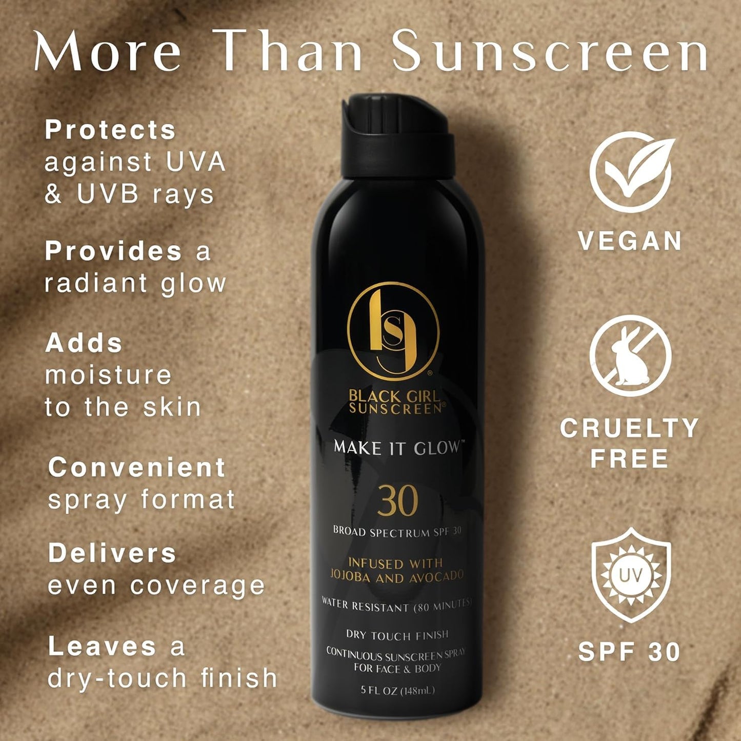 Black Girl Sunscreen Make It Glow Spray SPF 30 for Face & Body - 5 Fl Oz
