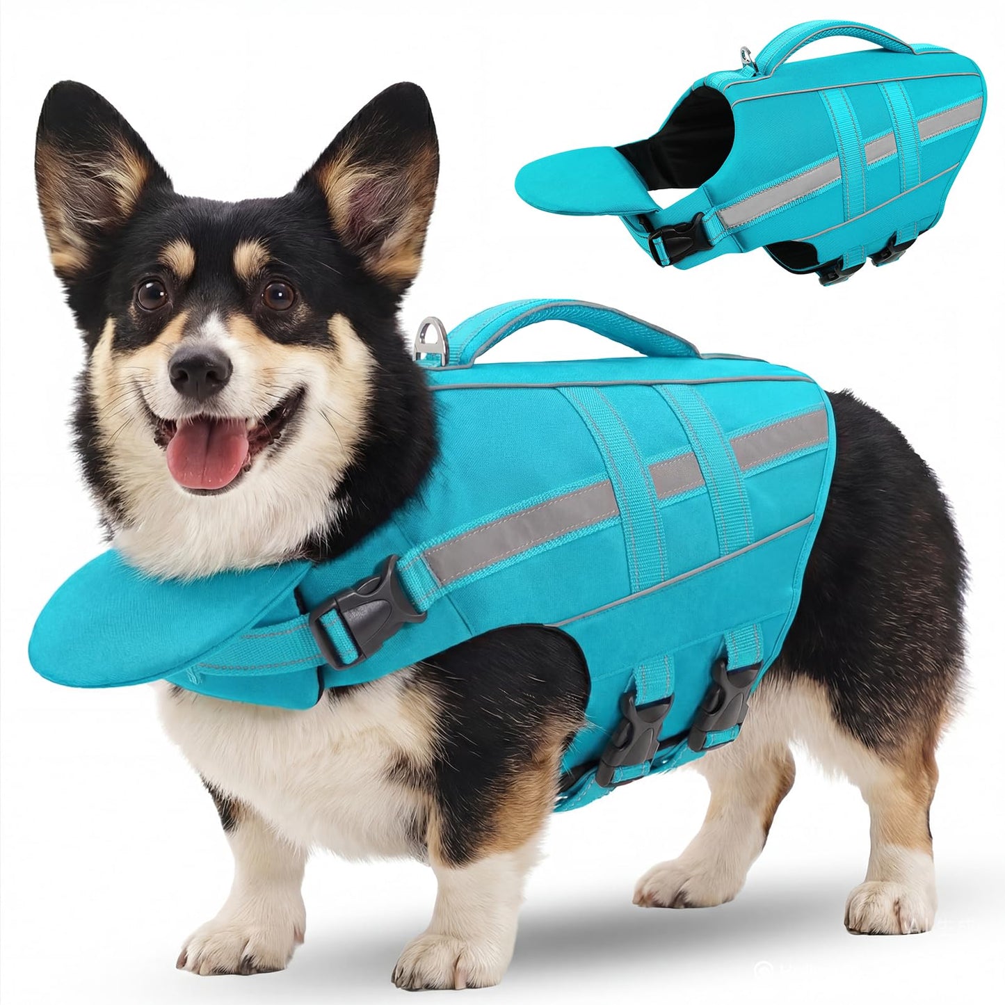 Dog Life Jacket Dog Life Vest for Swimming Boating with Front Chin Float