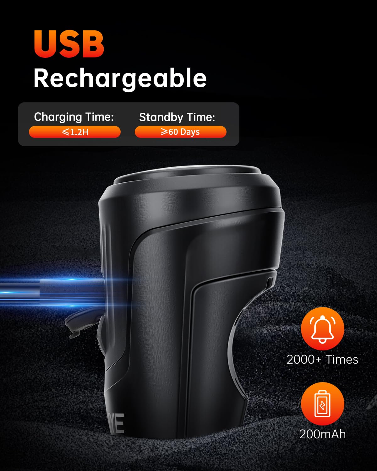 YBLNTEK Electric Bike Horn 125dB, USB Rechargeable Bikes Horn for Adults & Kids, Waterproof Electronic Bicycle Horn with Alarm for Road/Mountain/Scooter/E-Bike, Fits 22.2-31.8mm Handlebars