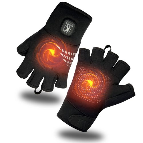 Kivdes Heated Gloves Fingerless for Women Man Rechargeable Electric Touchscreen Wearable Cold Winter Work Arthritis Pain Relief Hand Warmers Hot Compress Reusable (M)
