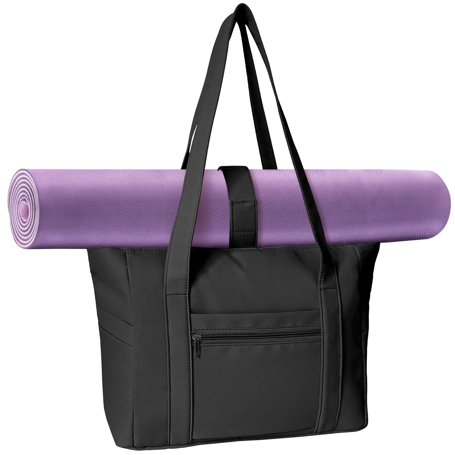 Quoyiyo Travel Yoga Gym Bag for Women, Travel Duffel Bag, Duffel And Carry On Travel Bag,Adjustable Yoga Mat Holder (Black)