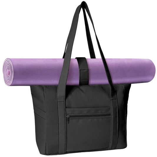 Quoyiyo Travel Yoga Gym Bag for Women, Travel Duffel Bag, Duffel And Carry On Travel Bag,Adjustable Yoga Mat Holder (Black)