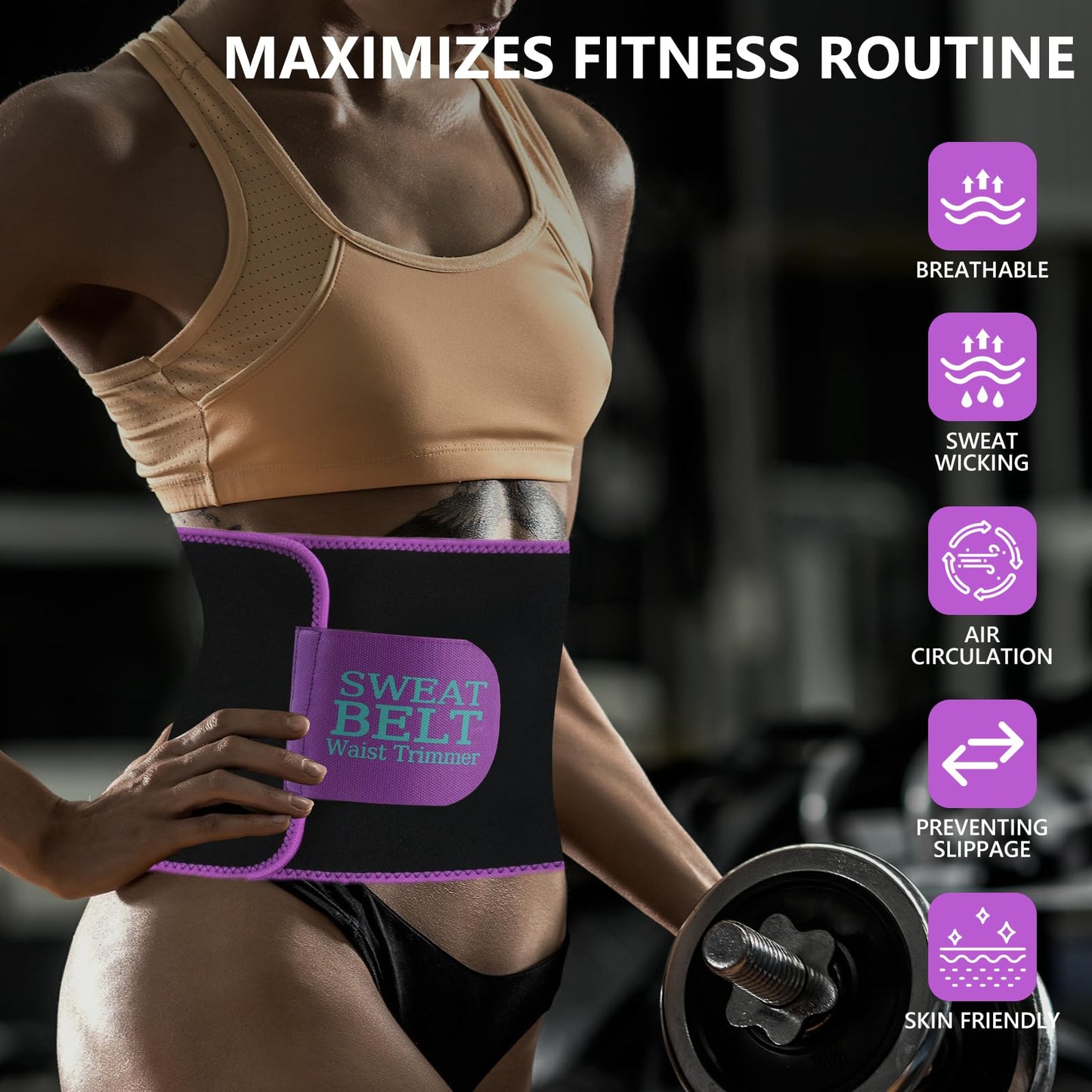 MORECOO Waist Trainer for Women/Men, Sculpt Touch Sweat Band for Stomach, Waist Trimmer for Women Workouts &Speed Belly Sweat Purple