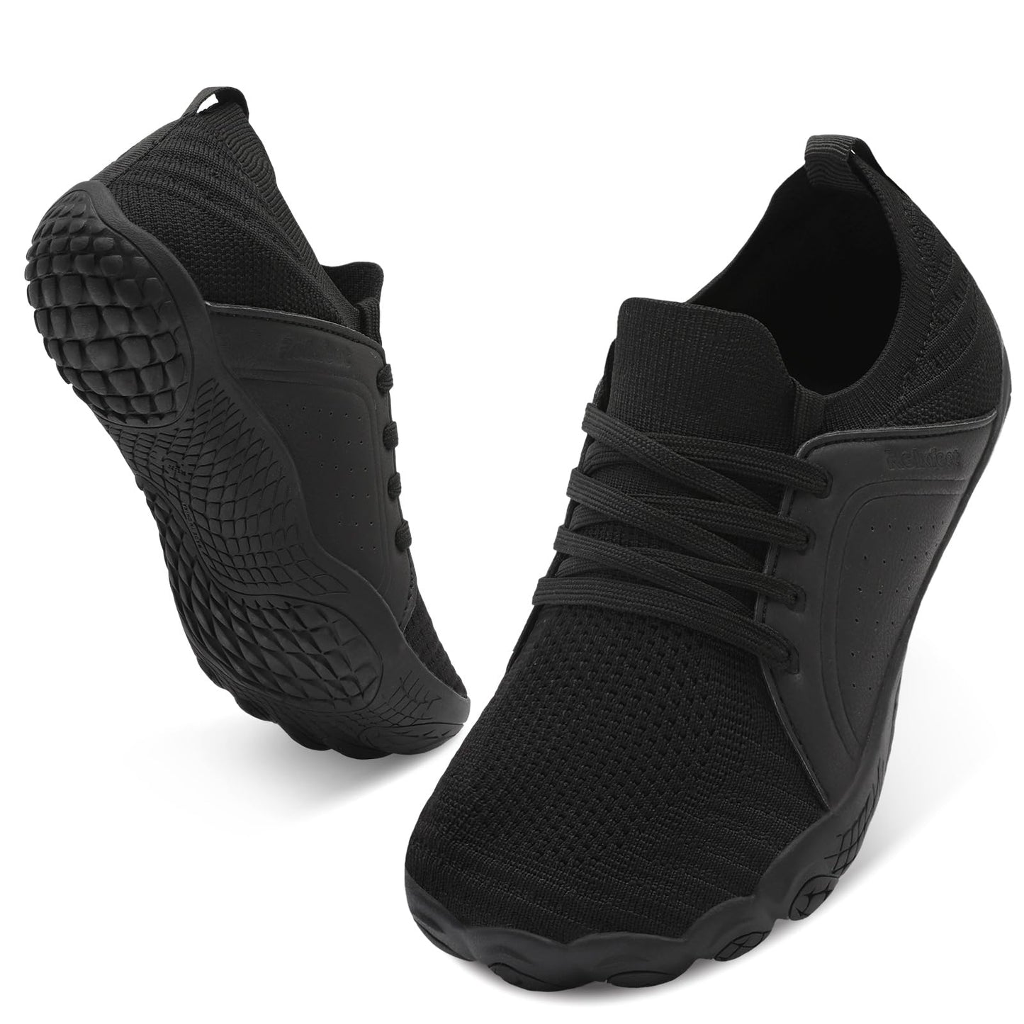 relxfeet Barefoot Shoes Women Wide Toe Box Zero Drop Slip On Minimalist Sneakers Lightweight Flexible Non Slip Rubber Sole for Trail Running Walking Gym Workout Hiking Weightlifting Yoga (Black,40)