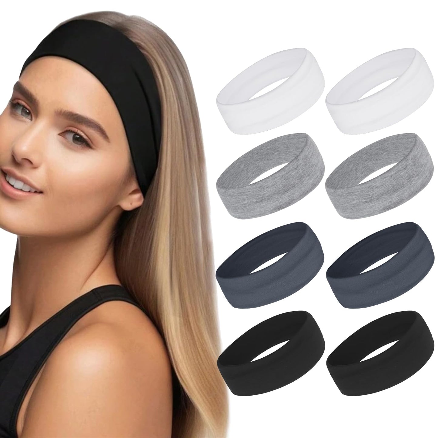 Headbands for Women Non Slip Women Sport Headbands, Sweat Headbands for Workout Yoga Running, Stretchy Hair Bands for Women's Hair