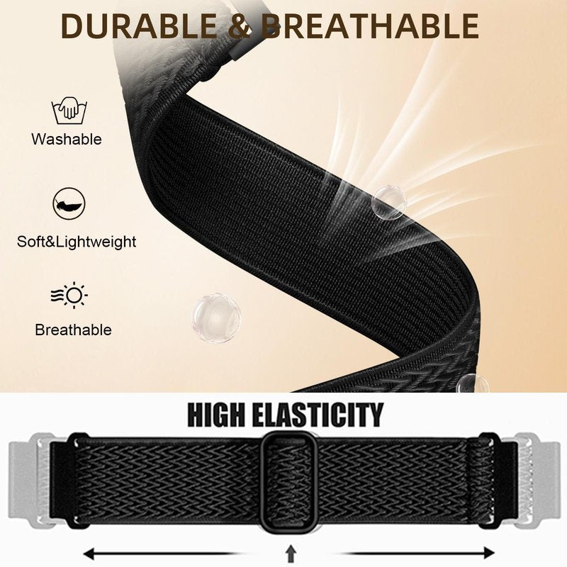 Xininyia Stretch Watchband for Bark Smart Watch Bands, Elastic Nylon Watch Straps Replacement Wristband Adjustable Straps Fabric Breathable (3-PACK)