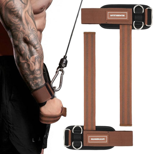 M MANUEKLEAR Weightlifting Wrist Straps - Durable Gym Lifting Straps with D Rings for Cable Machines | Unisex Design
