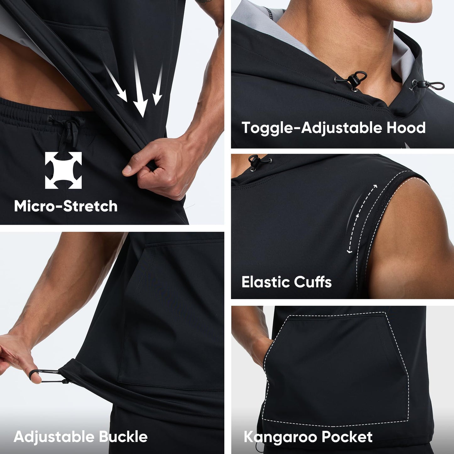 HOTSUIT Sauna Shirt for Men Weight Loss Hooded Sweat Suits Heat Trapping Pullover Vest for Boxing, Running, Gym Workouts