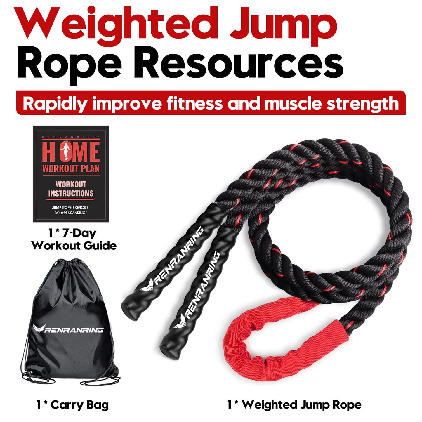 Jump Rope, 4LB Weighted Jump Rope for Fitness, 9.8ft Heavy Jumping Ropes for Exercise, Adult Workout Rope for Men & Women Improve Strength, Skipping Rope for Gym Training, Home Workout