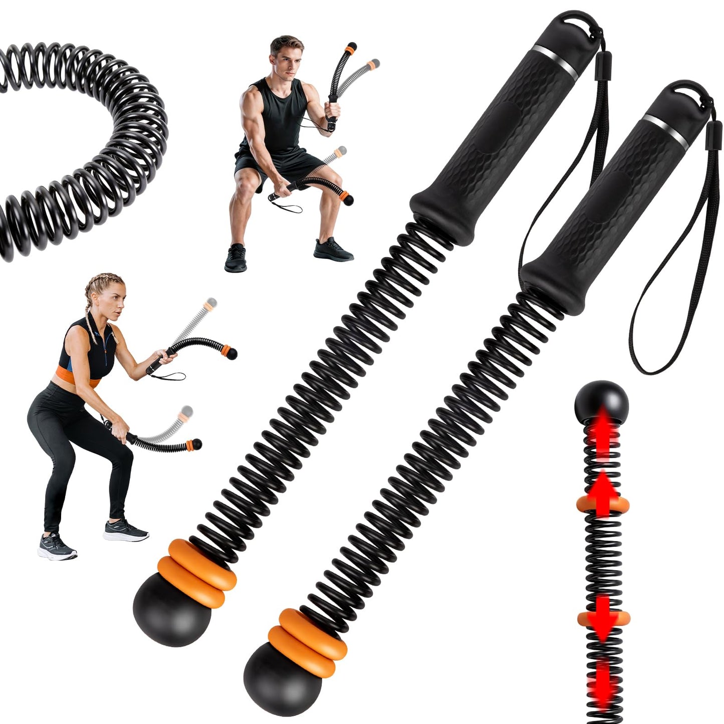 Adjustable counter weight Cordless Battle Ropes,Heavy Duty Portable Ropeless Battle Ropes for Home Gym,Workout Exercise Rope for Strength Building, HIIT and Low-Impact Aerobic Training for Men & Women