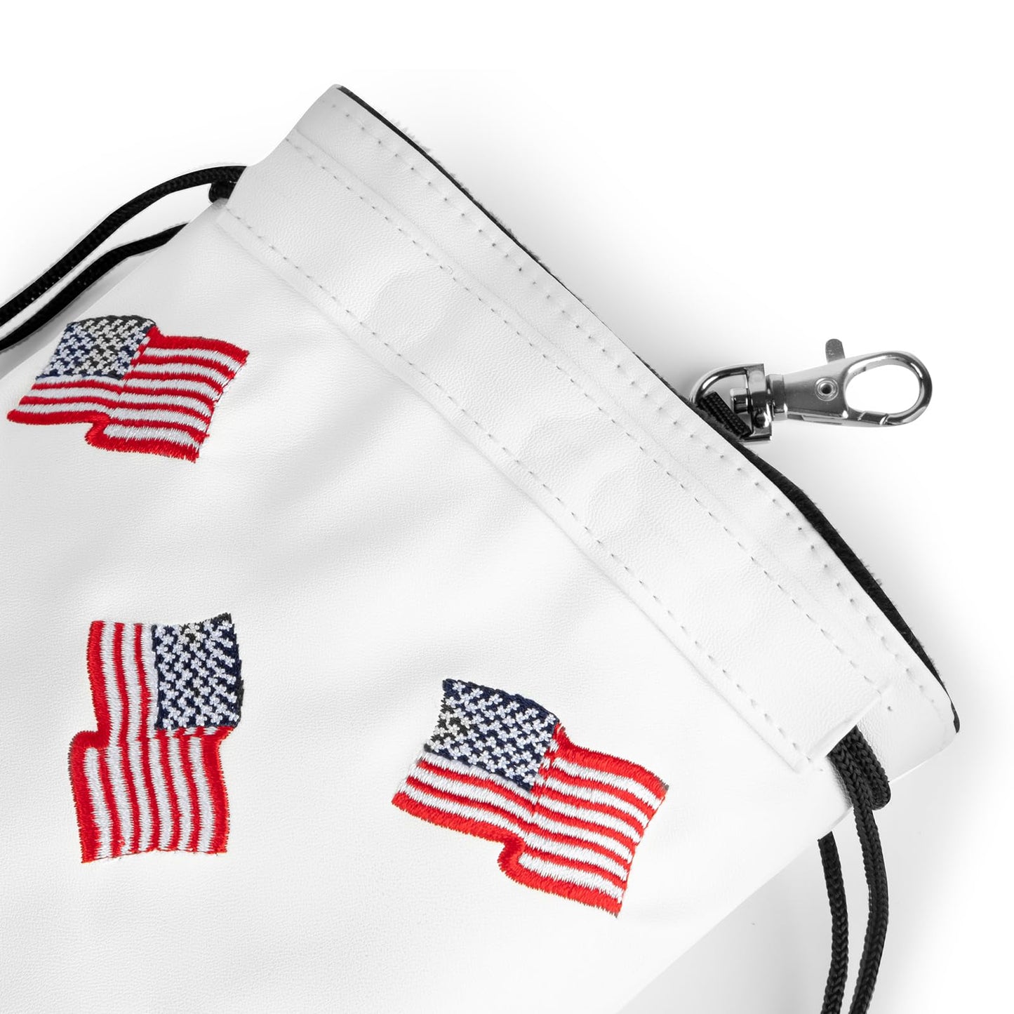 US Patriotism Golf Valuables Pouch Bag with Drawstrings - Premium Faux Leather Golf Tee Pouch Accessorries for Men