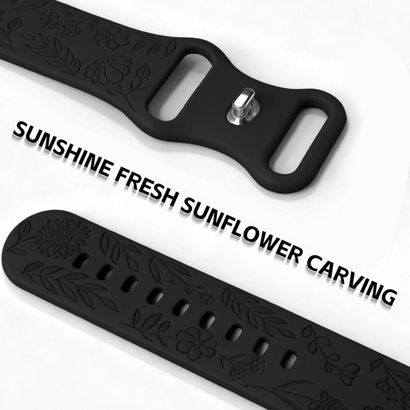 HQzon 22mm Flower Engraved Silicone Band Compatible with Garmin Vivoactive 4/Venu 3/Venu 2/Venu 4 45mm, Women Replacement Strap Compatible with Forerunner 265/255/745