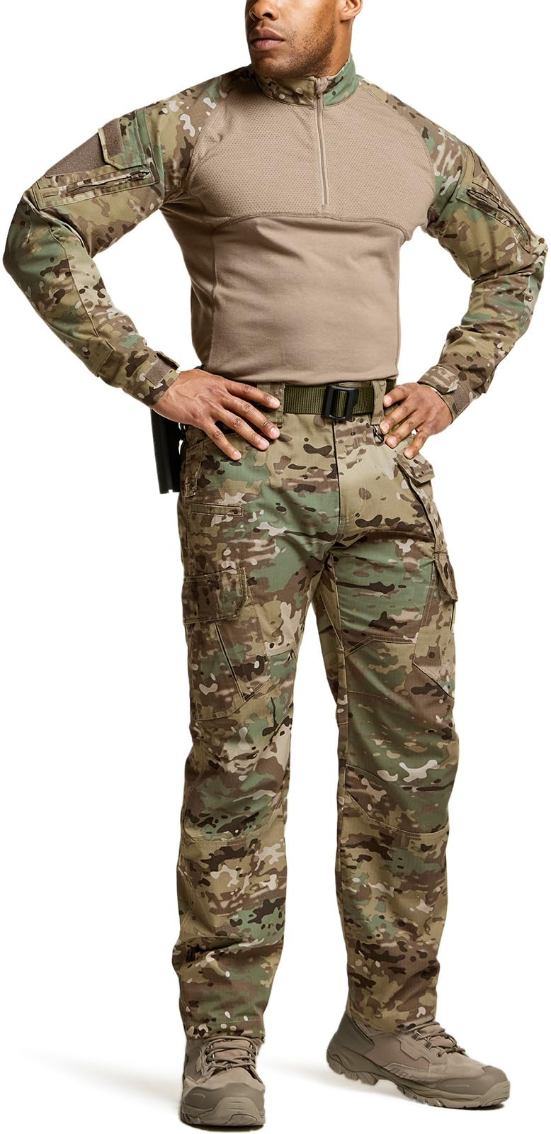CQR Men's Tactical Pants, Water Resistant Ripstop Cargo Pants, Lightweight EDC Work Hiking Pants, Outdoor Apparel, Duratex Mag Pocket Utility Camo, 40W x 30L