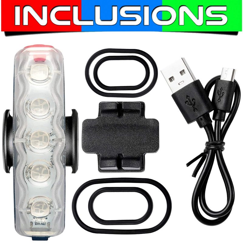 Bike Tail Light USB Rechargeable-Super Bright LED Bicycle Rear Light with Red/Blue/Green Color Waterproof Taillight for Cycling Safety (Red/Blue/Green)