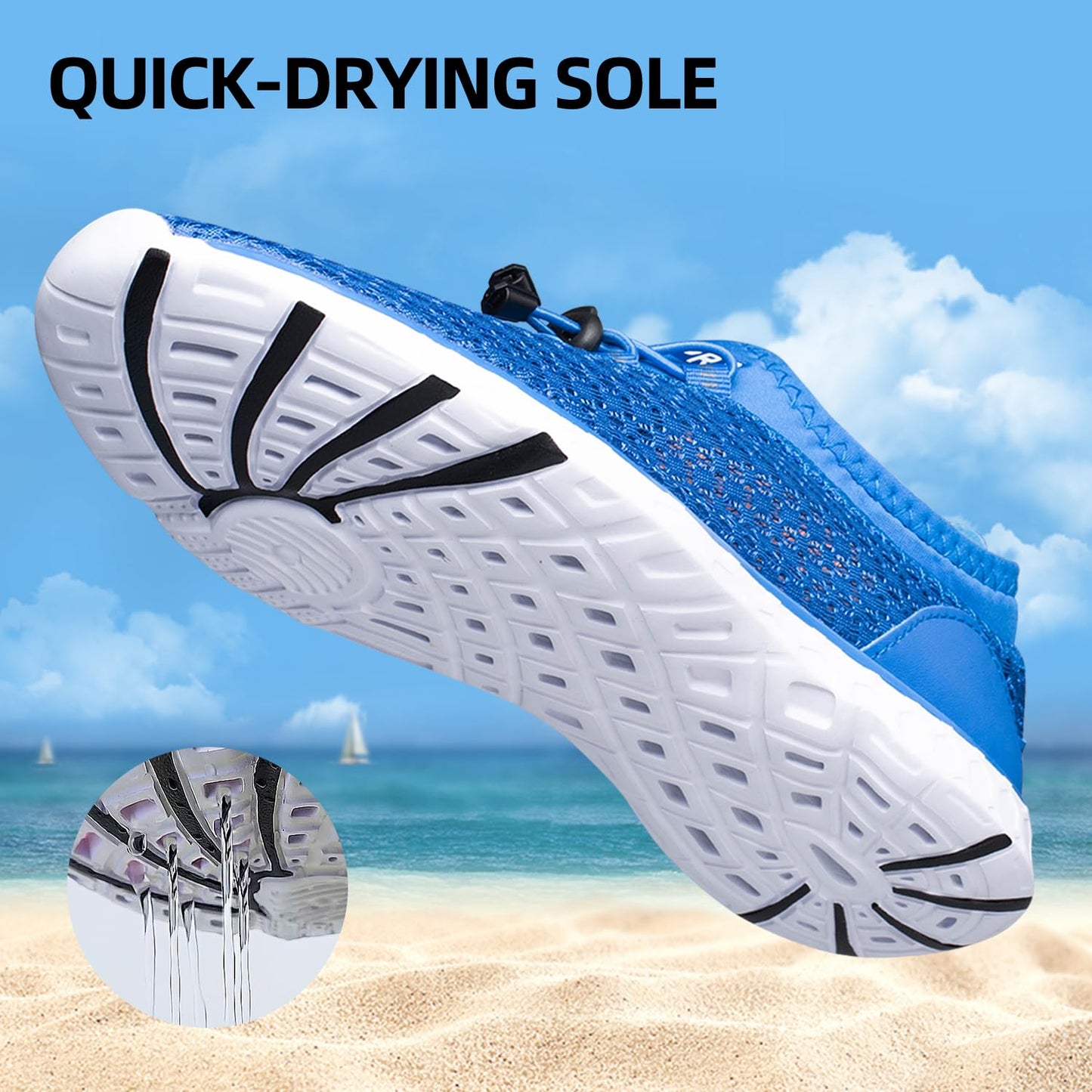 DOUSSPRT Men's Water Shoes Quick Drying Sports Aqua Shoes RoyalBlue Size 8.5
