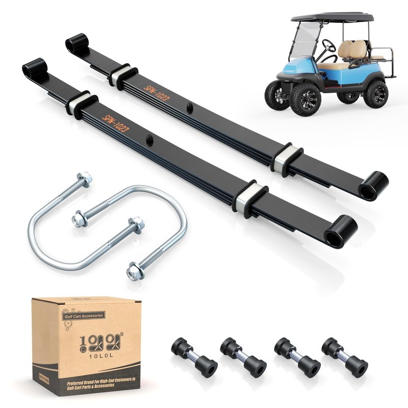10L0L Golf Cart Heavy Duty Rear Leaf Spring Kit, 4-Leaf Springs with Bushings & Sleeves for Club Car Precedent/Onward 2004+ Gas & Electric, OEM 102509301 102513001
