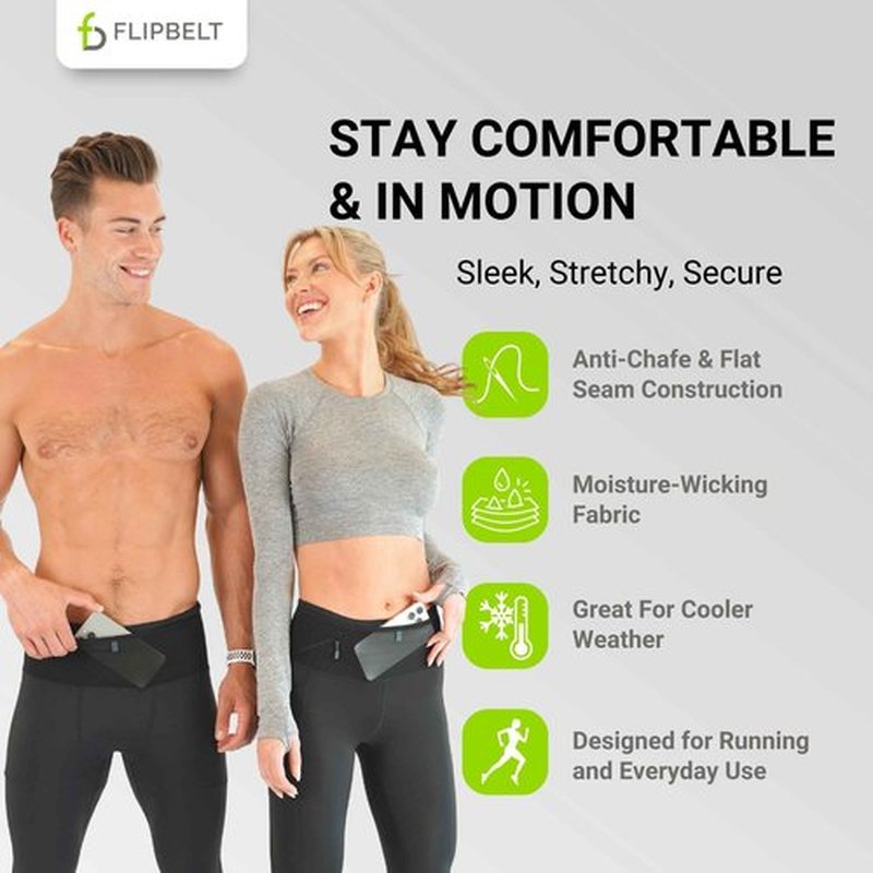 FlipBelt Men's Thermal Compression Pants - Black - S