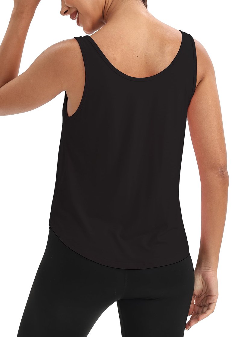 Mippo Crop Workout Tops for Women Sleeveless Athletic Shirts Running Tank Gym Yoga Tops Exercise Sports Shirts Black M