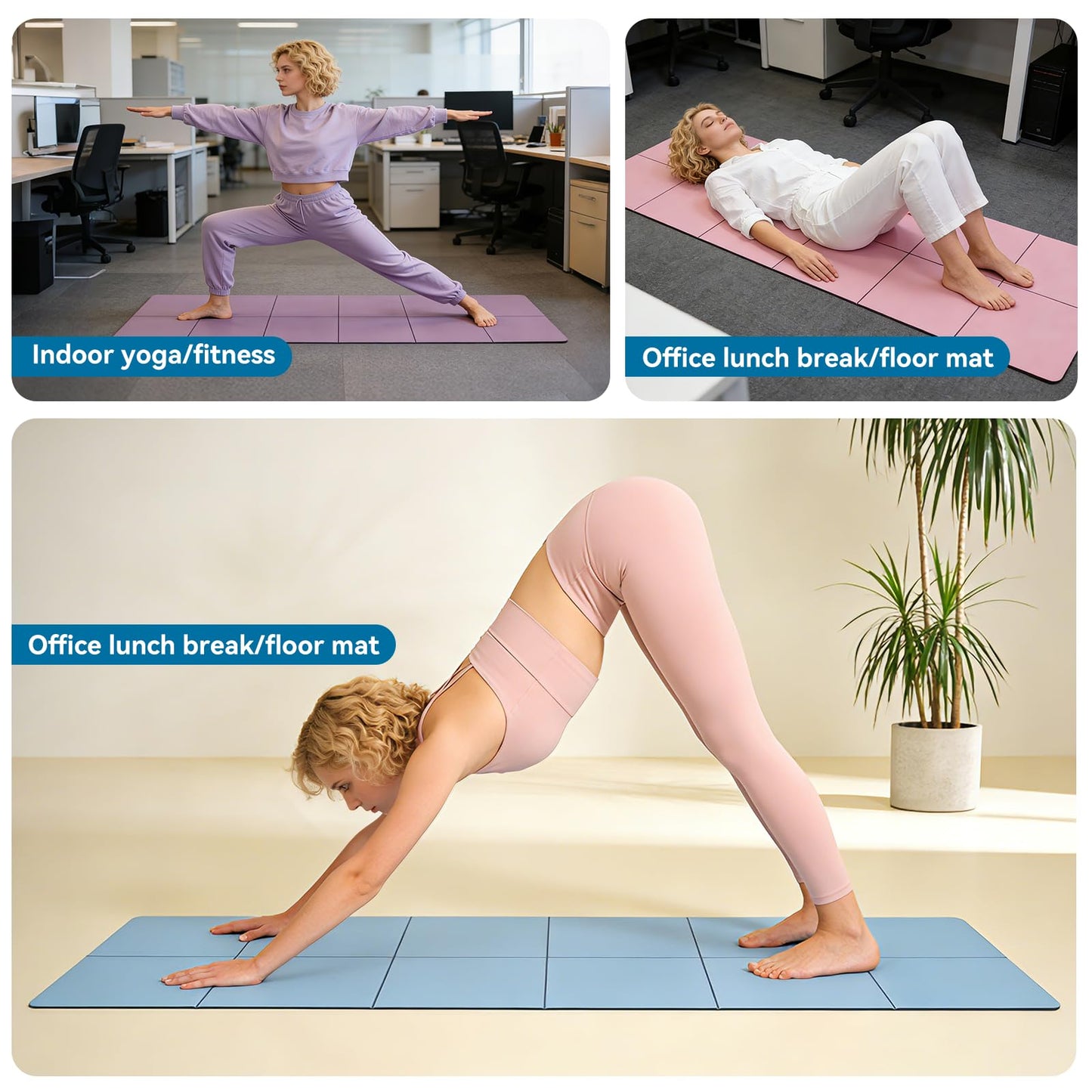 Foldable Travel Yoga Mat 72"x24"x0.24", Lightweight Non Slip Exercise Mat, Portable Folding Workout Mat for Yoga, Pilates, Stretching, Home Gym, Outdoor Fitness & Travel