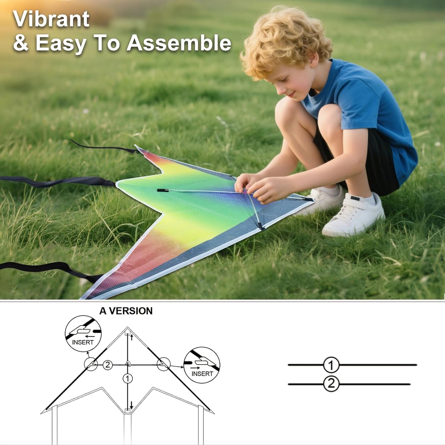 Rainbow Butterfly Kites - 5 Pack Easy to Fly Delta Kites for Kids & Adults | Colorful Outdoor Fun for Ages 4-12
