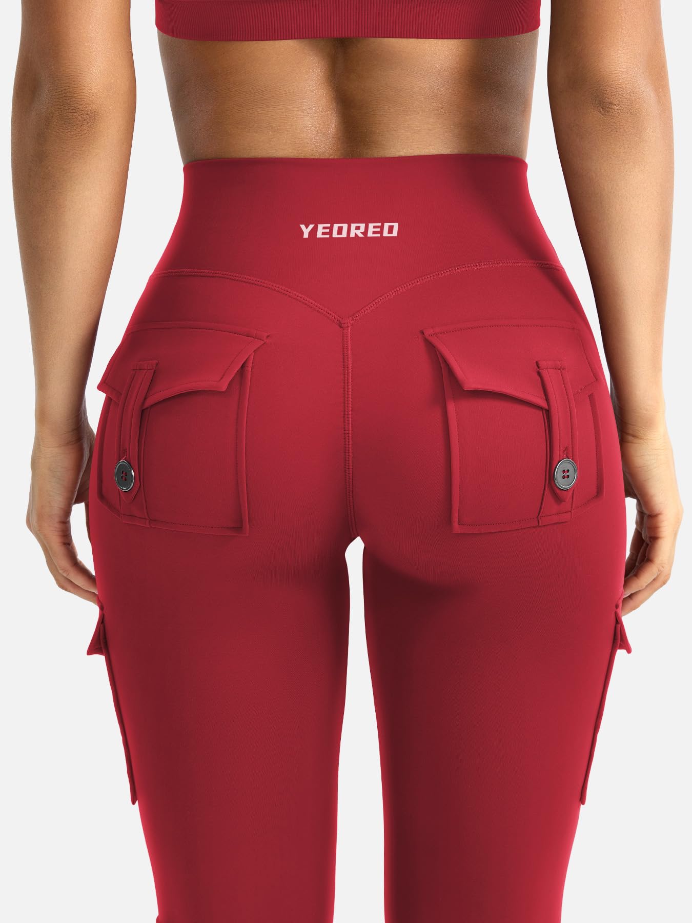 YEOREO CoreFlex Women Workout Flare Leggings Red