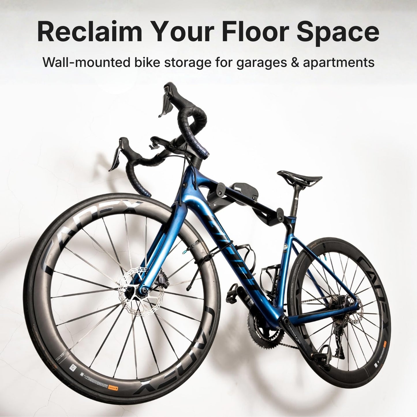 DUROVELO Bike Wall Mount - Horizontal Wall Hanger, Adjustable Design for Road, Mountain and Hybrid Bikes up to 48.5 lbs - Space-Saving Bike Rack for Garage or Apartment - Sturdy Indoor Bicycle Storage
