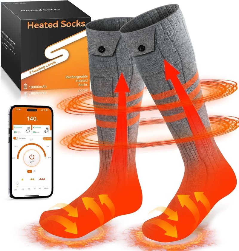 Heated Socks, APP Control Electric Heated Socks for Men Women, Rechargeable Battery Powered Warm Socks, Washable Thermal Socks Foot Warmer for Winter Hunting Skiing Hiking