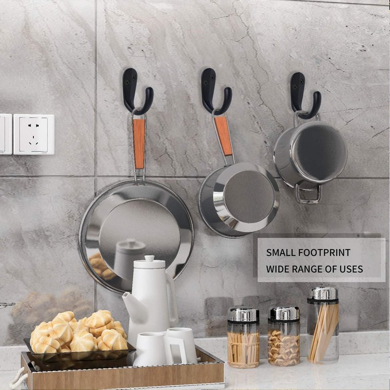 15PCS Wall Mounted Coat Hooks - Single Prong Robe Hook Set for Towels, Bags, Hats | Black