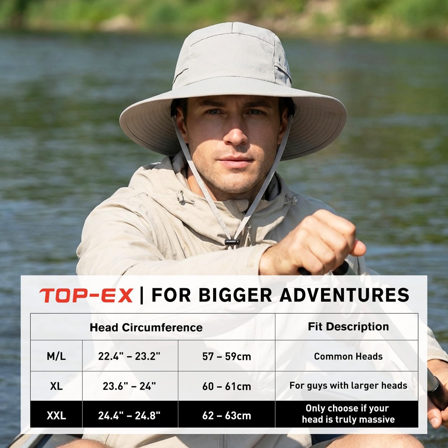 TOP-EX Waterproof Mens Sun Hat Wide Brim UPF 50+ Bucket Hat for Women Sun Protection Boonie Outdoor Hiking Safari Pakcable Foldable Beige Medium
