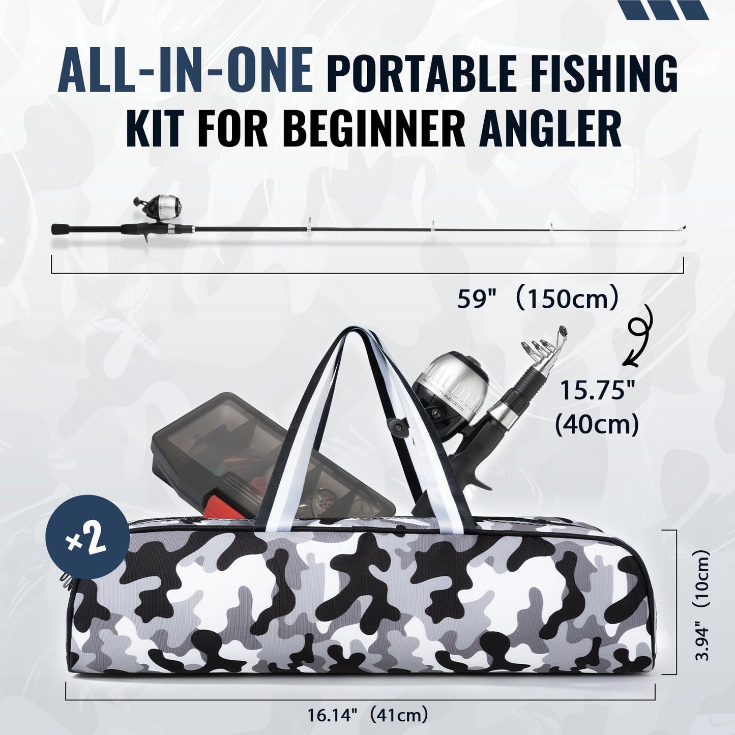 WIDDEN Kids Fishing Pole 2 Pack, Youth Fishing Rod and Reel Combo - Telescopic Portable Fishing Pole with Tackle Box Bag Starter Anglers Set, Fishing Gear Kit for Boys Girls Teens and Beginners
