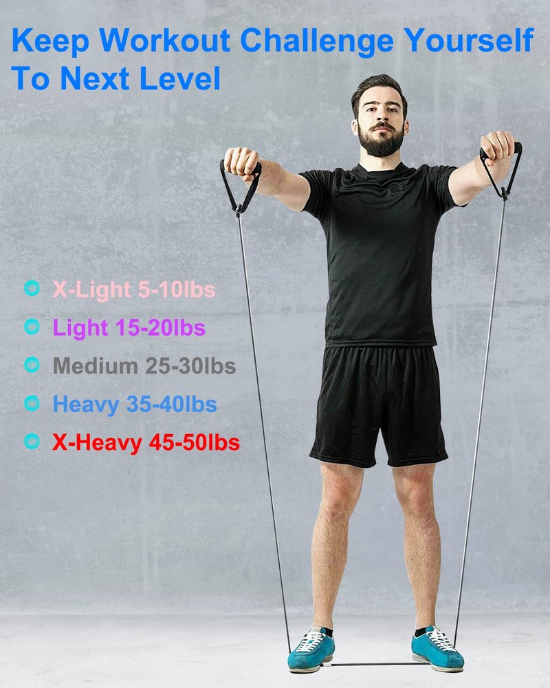 Resistance Bands Set with Handles for Women, Exercise Bands for Working Out with Door Anchor, for Weight Training, Physical Therapy