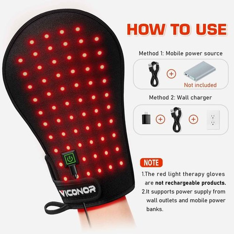 Red Light Therapy Device for Hands, Infrared-Light-Therapy-Gloves Finger Wrist, Led Near Infrared Light Skin Care, Carpal Tunnel(Pack of 1)