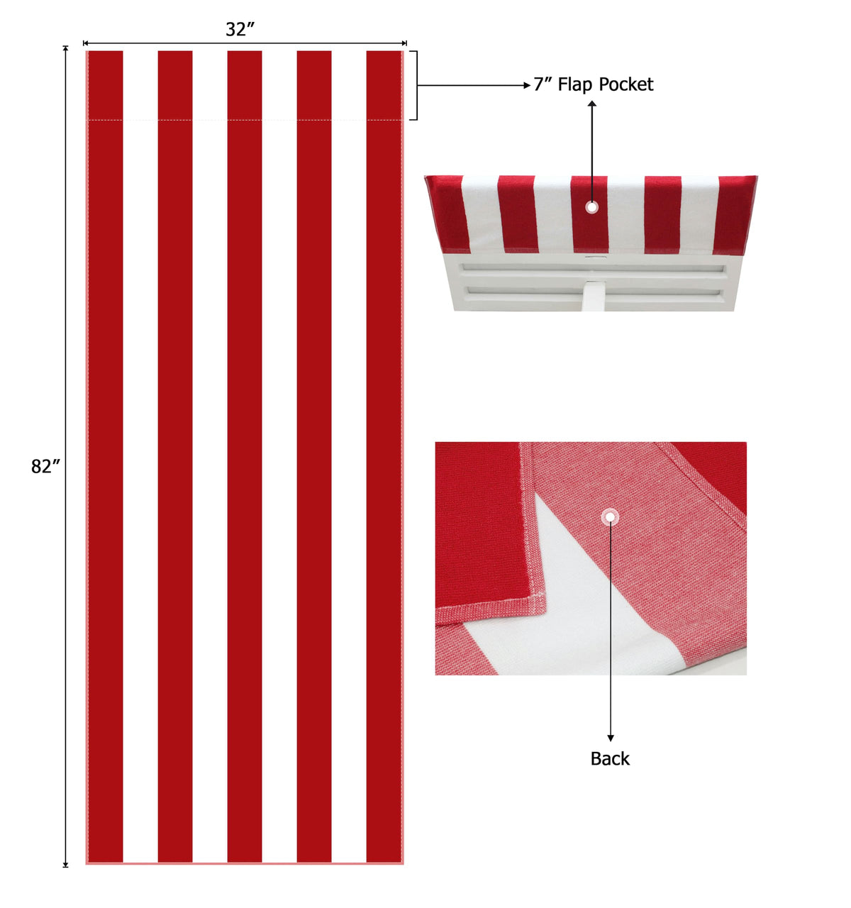 COTTON CRAFT Pool Lounge Chair Cover - Cabana Stripe 100% Cotton Soft Premium Ringspun Terry Towel Chaise Patio Picnic Spa Beach Lounge Cover - Oversized 32 in W x 82 in L x 7 in Pocket – Red White