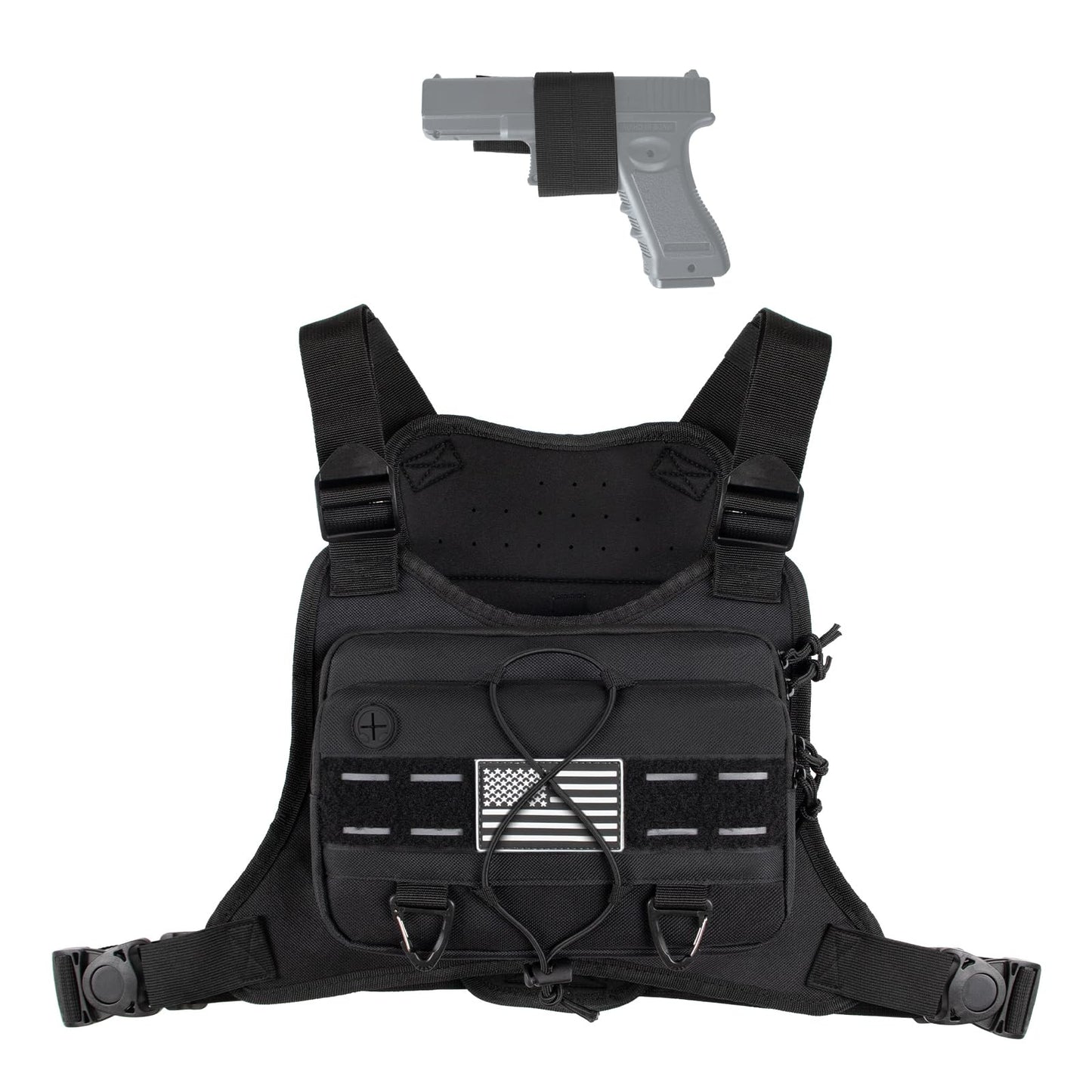 Outdoor Sports Chest Bag for Men with Phone Holder, Breathable Running Chest Pack Fits Most Pistols,EDC Travel Running Vest Pouch, Tactical Chest Bag for Hiking, Workout, Cycling and Walking Dog Women