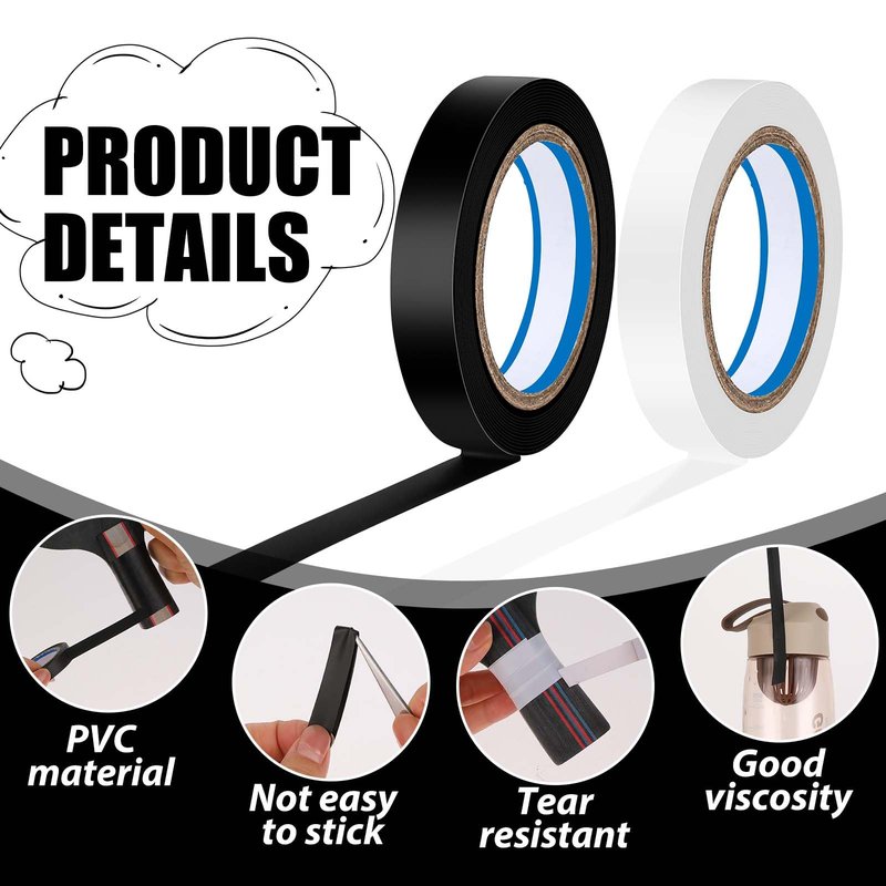 2 Rolls Grip Finishing Tape, 0.39 Inch × 11 Yards PVC Tennis Badminton Racquet Grip Tape Tennis Racket Wrap Grip Accessories Vinyl Extra Raquet Finishing Grip Sticky Seal for Tennis Badminton