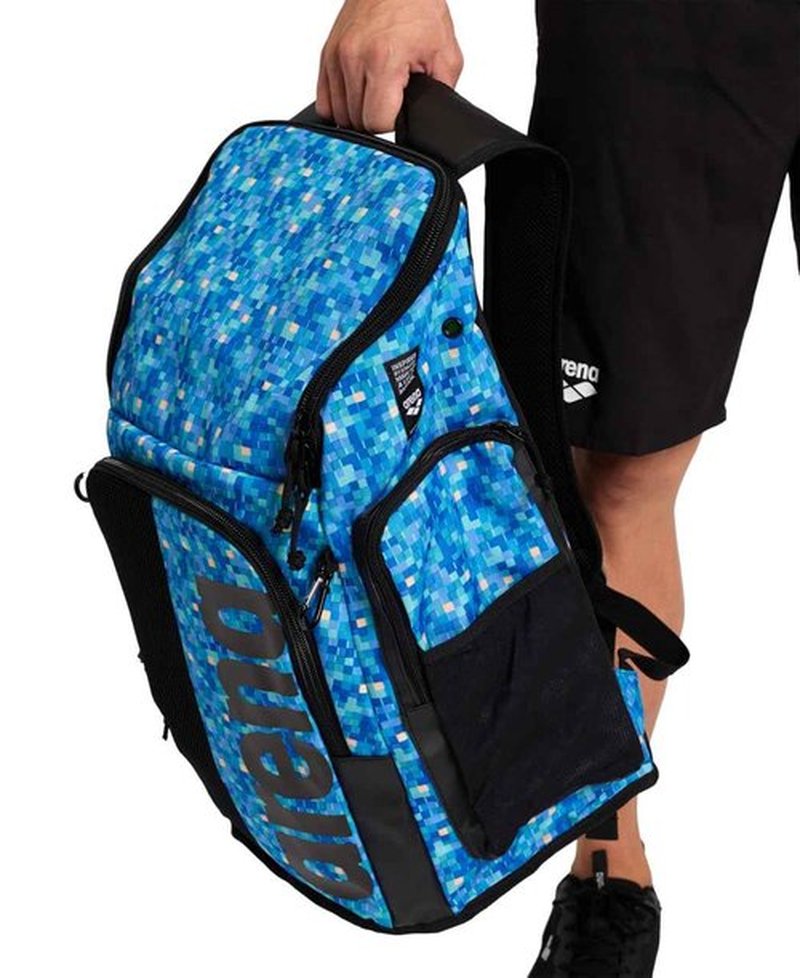 ARENA Spiky III Backpack 45 Swimming Athlete Sports Gym Rucksack Large Training Gear Equipment Swim Bag for Men and Women, 45 Liters, Pool Tiles