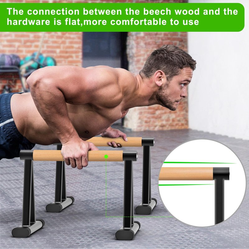 Dolibest Push-Up Bar, 12'' High Parallettes Bars with 8 Rubber Feet & Comfortable Handle, Dip Bars With Stable Triangle Base for Calisthenics, Handstand, Gym & Home Exercise, Easy Assembly (600LB)