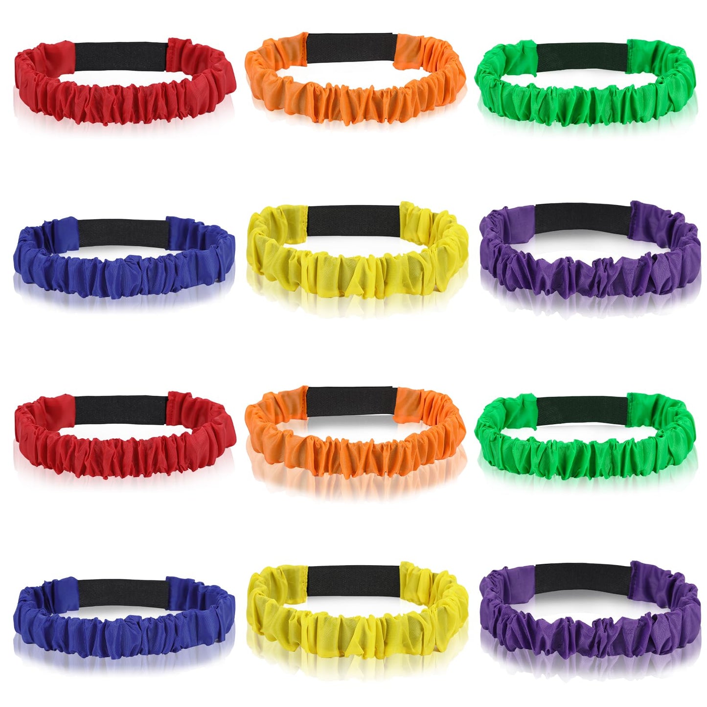 Augshy 12Pcs 3 Legged Race Bands,Elastic Tie Rope Resistance Bands for Relay Race Game Carnival Field Day Backyard Game Party Supplies