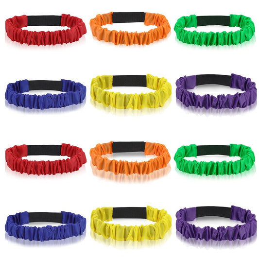Augshy 12Pcs 3 Legged Race Bands,Elastic Tie Rope Resistance Bands for Relay Race Game Carnival Field Day Backyard Game Party Supplies