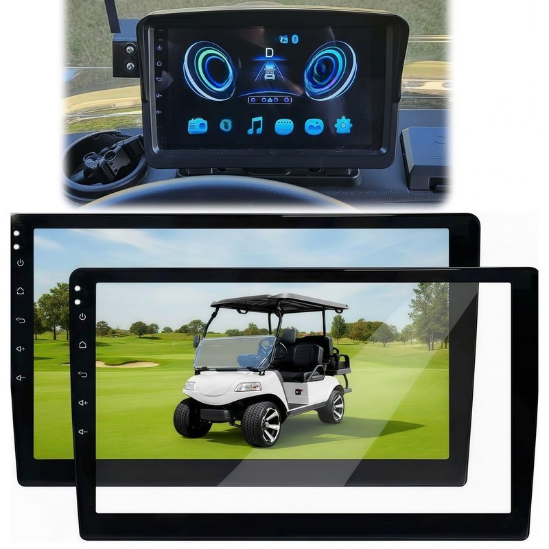 Eoho 9 Inch Golf Cart Screen Protector for EV Touchscreen Left Side Button, Tempered Glass Screen Cover Protector Anti Gravel Glare, Ev Golf Cart Accessories Protective Film(HD, 2 Pack)