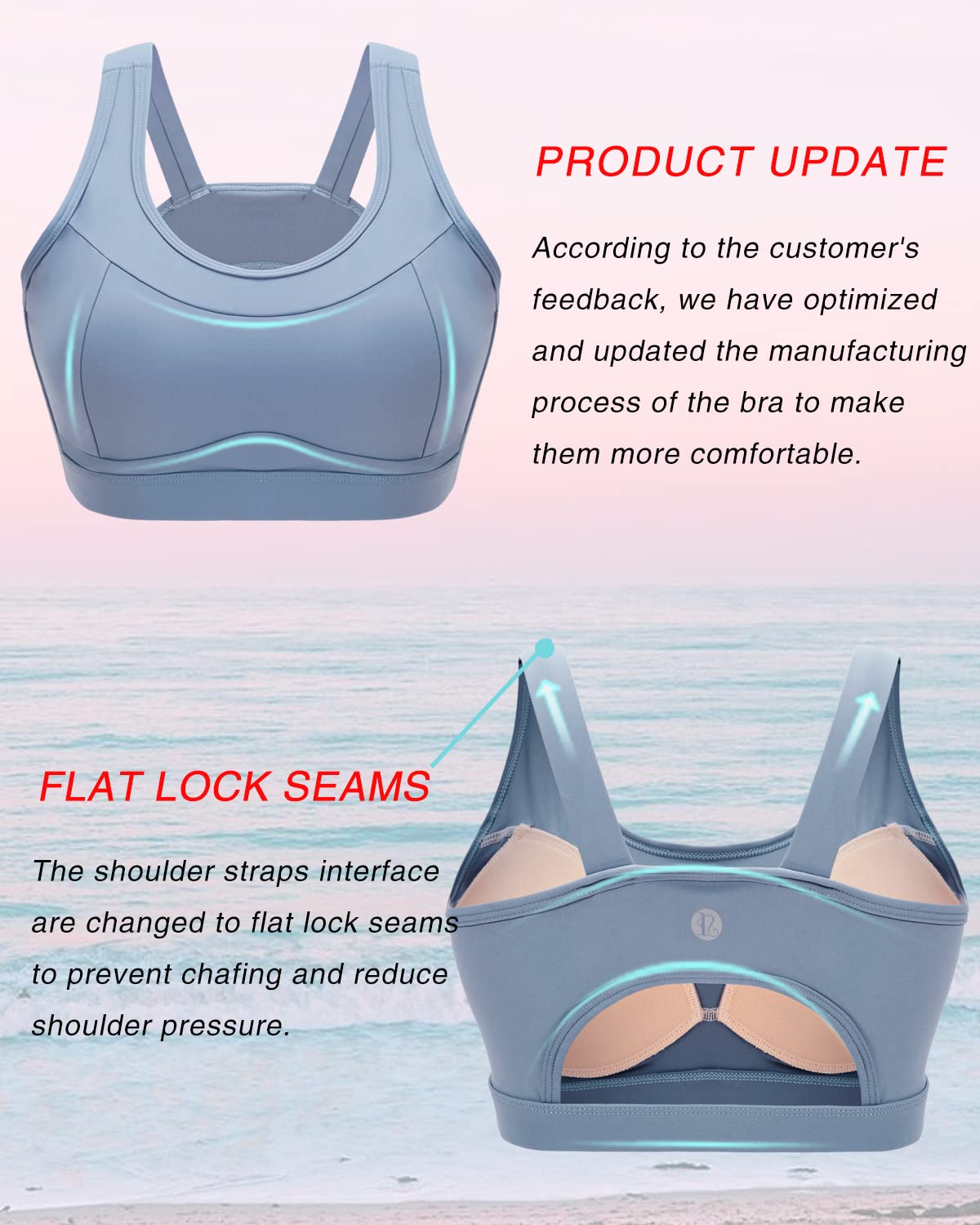RUNNING GIRL High Impact Sports Bras for Women,Racerback Running Bra Workout Crop Tank Tops Longline Sports Bra Push up(WX2667 Blue,S)