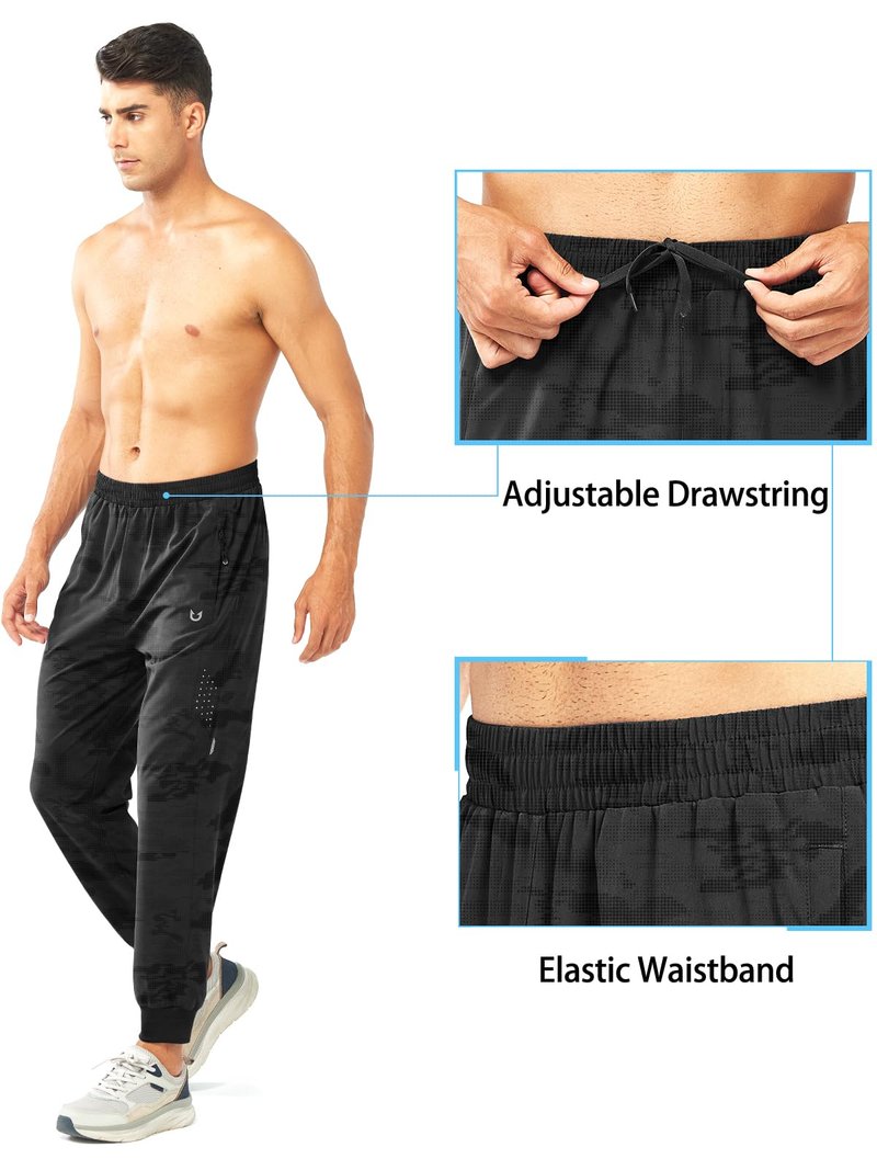 NORTHYARD Men's Athletic Running Pants Lightweight Workout Joggers Quick Dry Gym Sweatpants Active Sports Track Training CAMOBLACK M