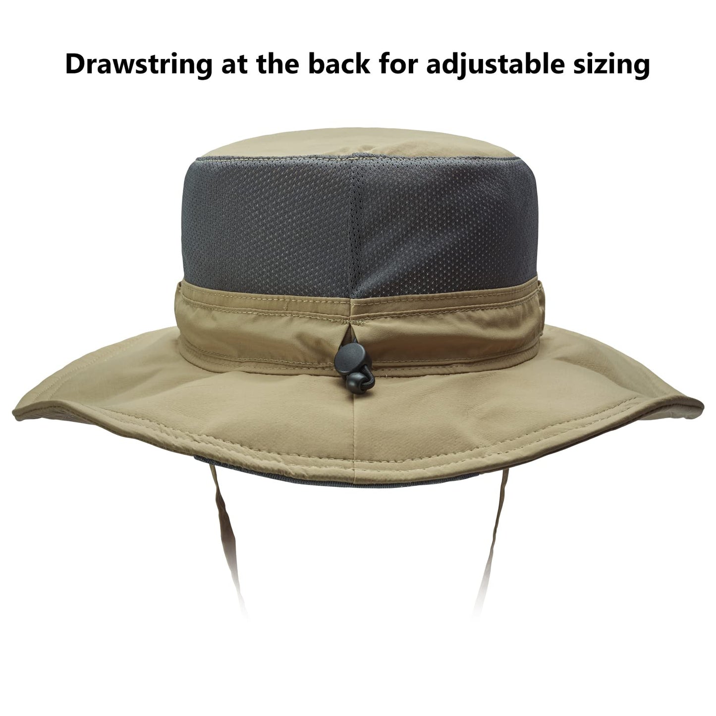 BASSDASH UPF 50+ Sun Fishing Hat Water Resistant with Detachable Neck Flap Dark Khaki