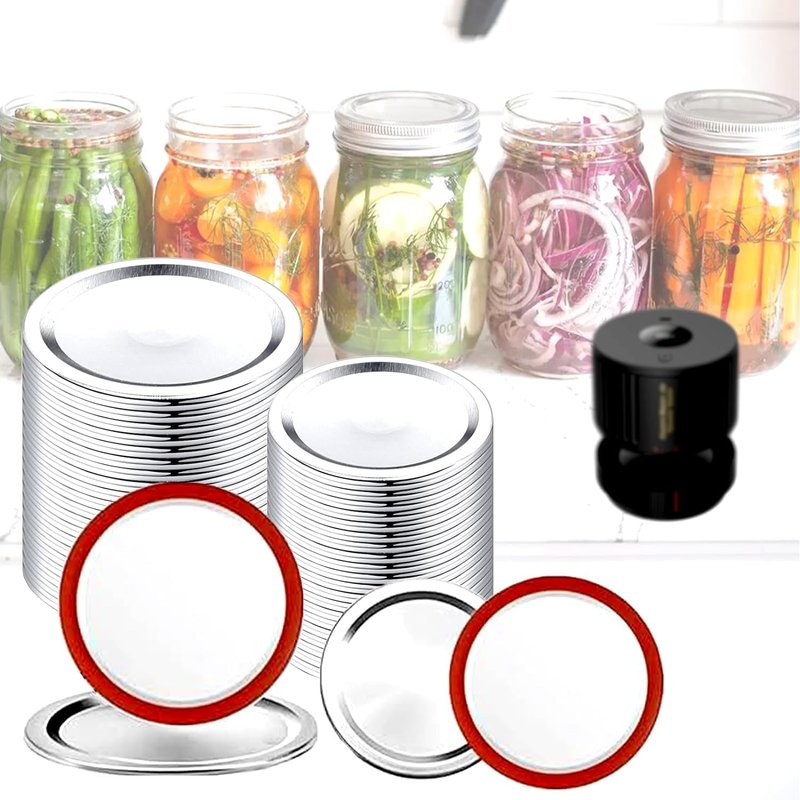 Mason Jar Lids - 48PCS Wide & Regular Mouth Vacuum Seal Compatible | No Date Reminder