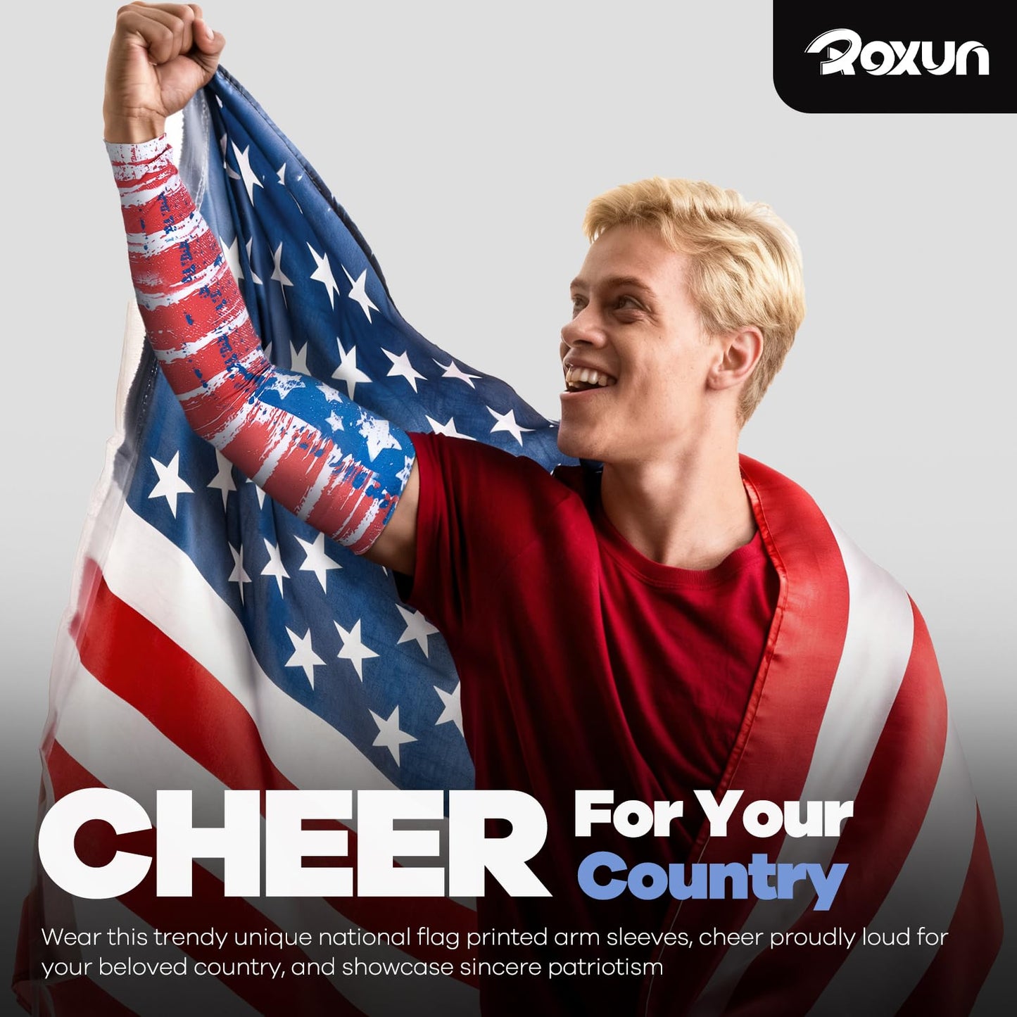 ROXUN 2 Pairs Flag Arm Sleeves Cooling UV Protection for Men Women Soccer Football Sports Argentina Flag