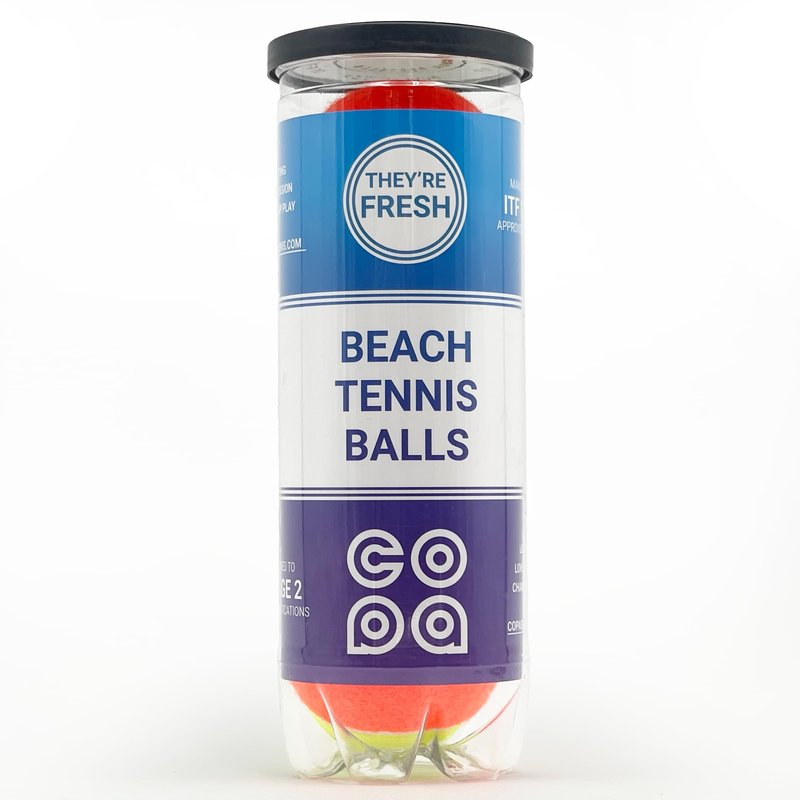 Beach Tennis Balls Pack of 3 Copa ITF Stage 2 Approved Specification Low Compression Balls Pressurized Reusable Plastic Tennis Ball Tube Durable Natural Rubber Orange and Yellow