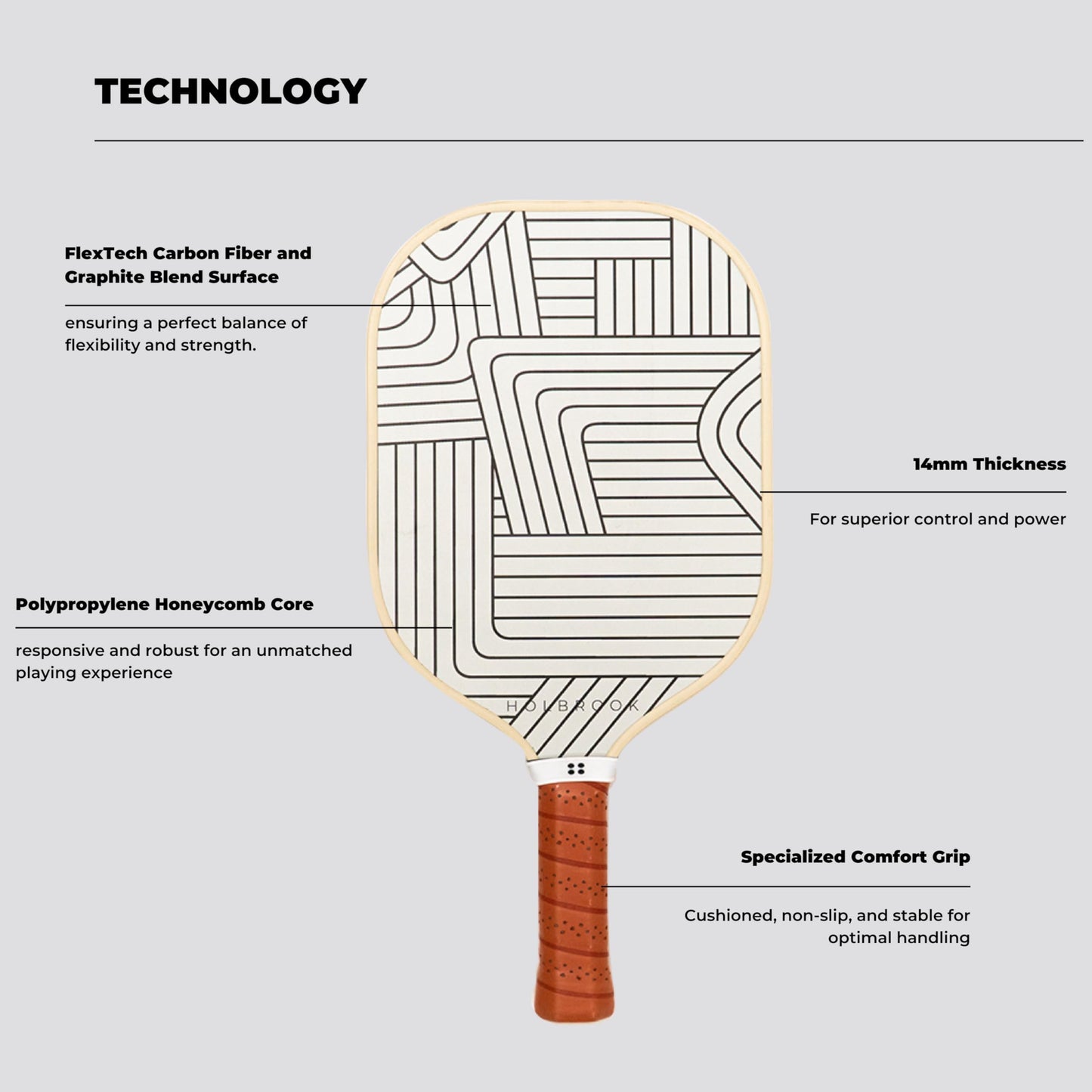 Holbrook Pickleball Paddles - Soho Design | Performance Series | Carbon Fiber Pickleball Paddle, Graphite Blend Surface | Polypropylene Honeycomb Core | Cute Pickleball Paddle