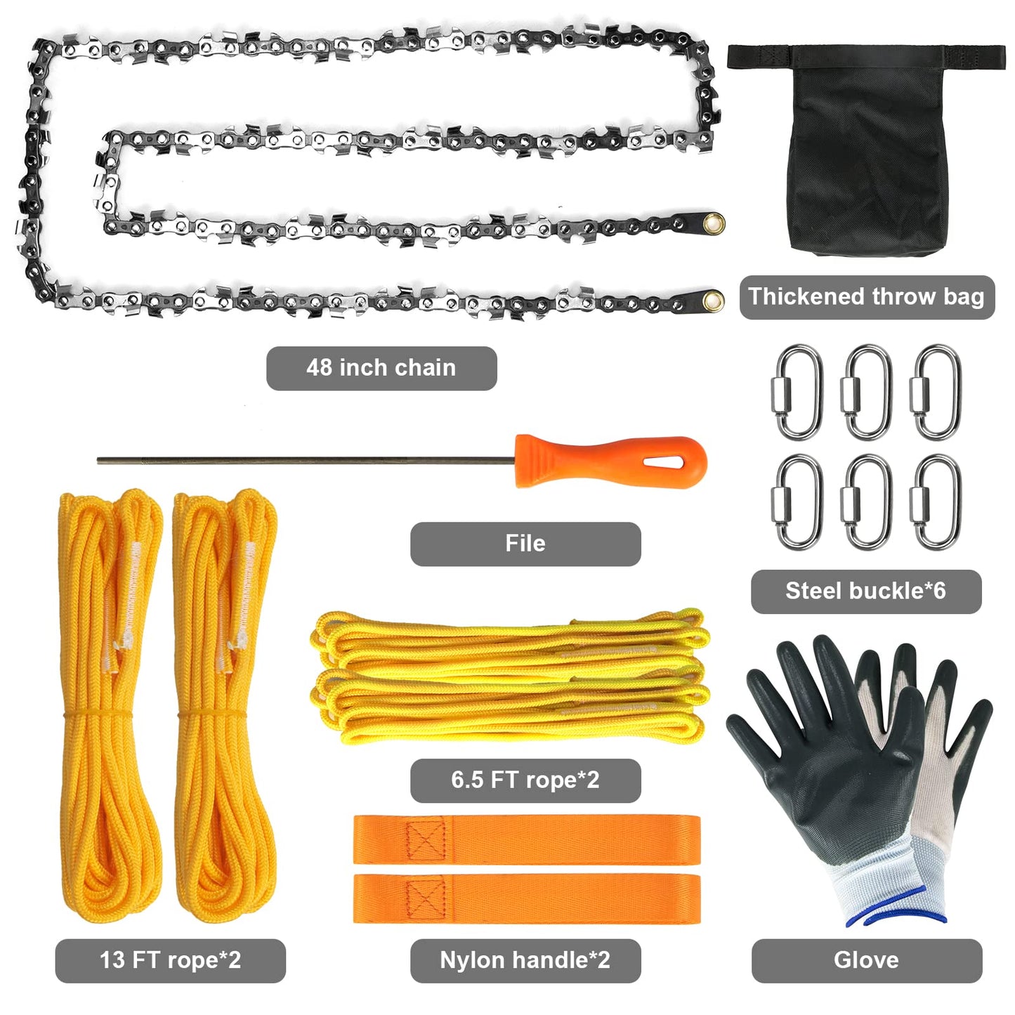 Premium 48 Inch High Limb Rope Saw with Two Ropes,62 Sharp Teeth Blades on Both Sides-Best Folding Pocket Chain Saw for Camping,Field Survival Gear,Hunting.